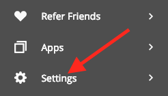 Settings button with an arrow