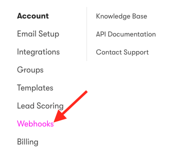 Under “Account” click “Webhooks“.