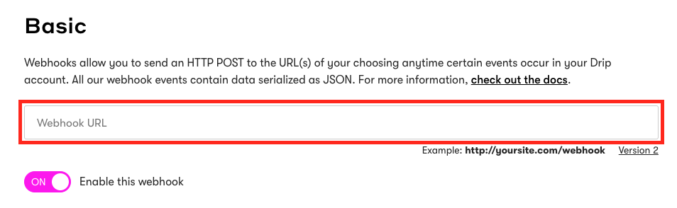 Paste the Evidence webhook URL that you created in Step 1 into the “Webhook URL” box.