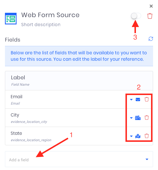 Configure the source fields. 