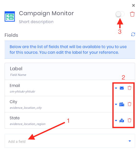 Configure the Source Fields.