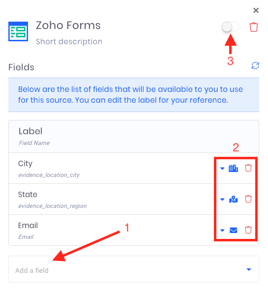 Configure the form source fields.