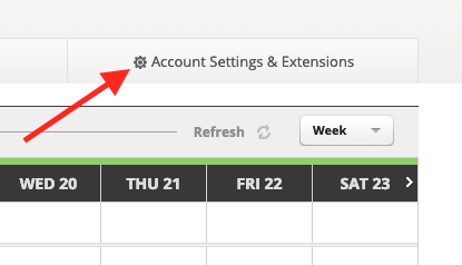 Log into your AppointmentCore account and click “Account Settings & Extensions“.