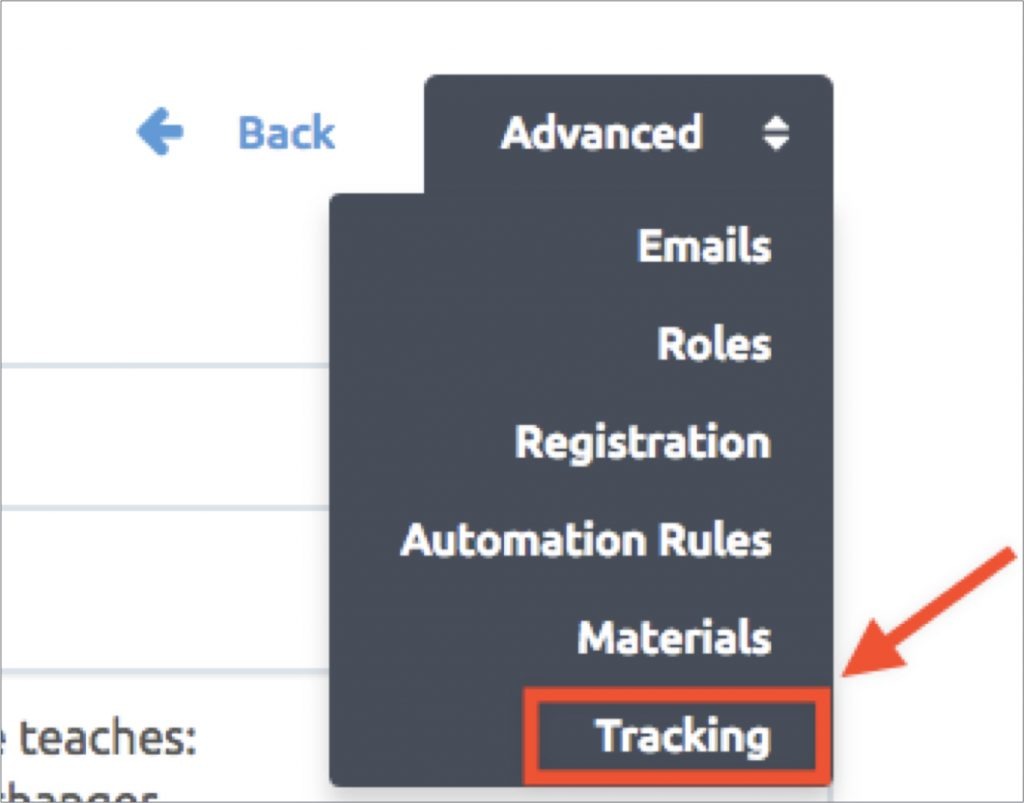 Select the Tracking option.