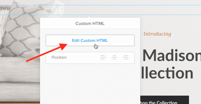 click edit custom html.