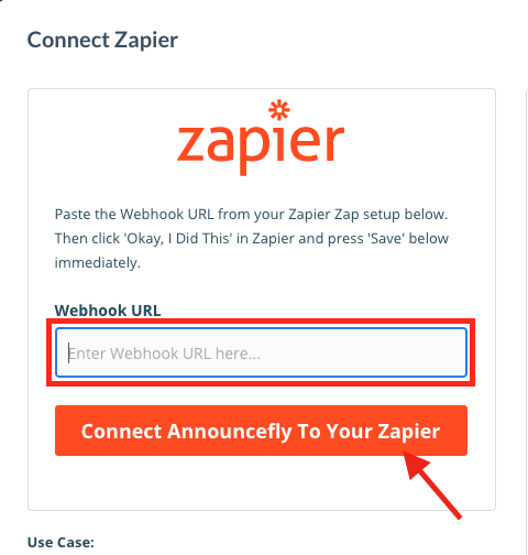 Zapier URL.