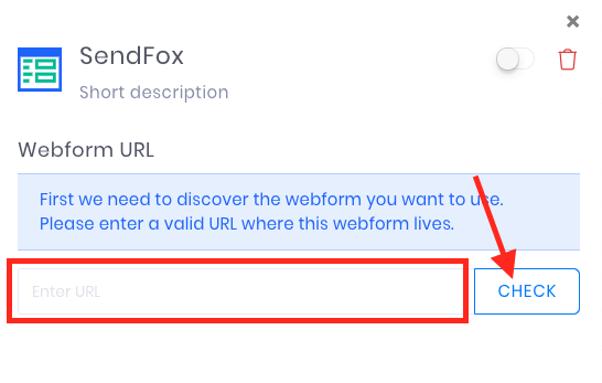 URL field and check button.