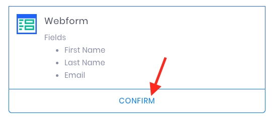 Arrow pointing to Confirm button.