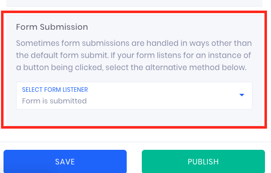 In your in the settings of your form Source, scroll to the bottom of the page until the From Submission section is shown.