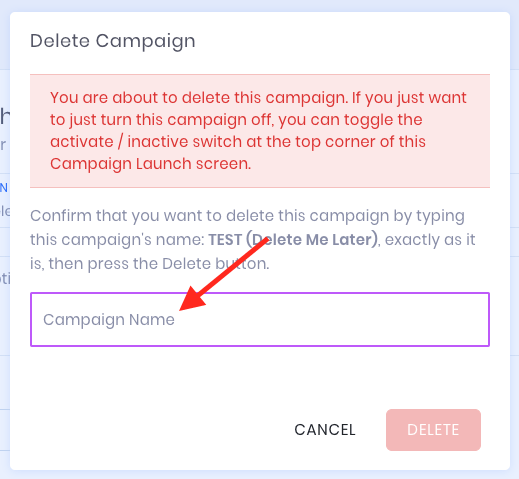 8. Type the name of your campaign