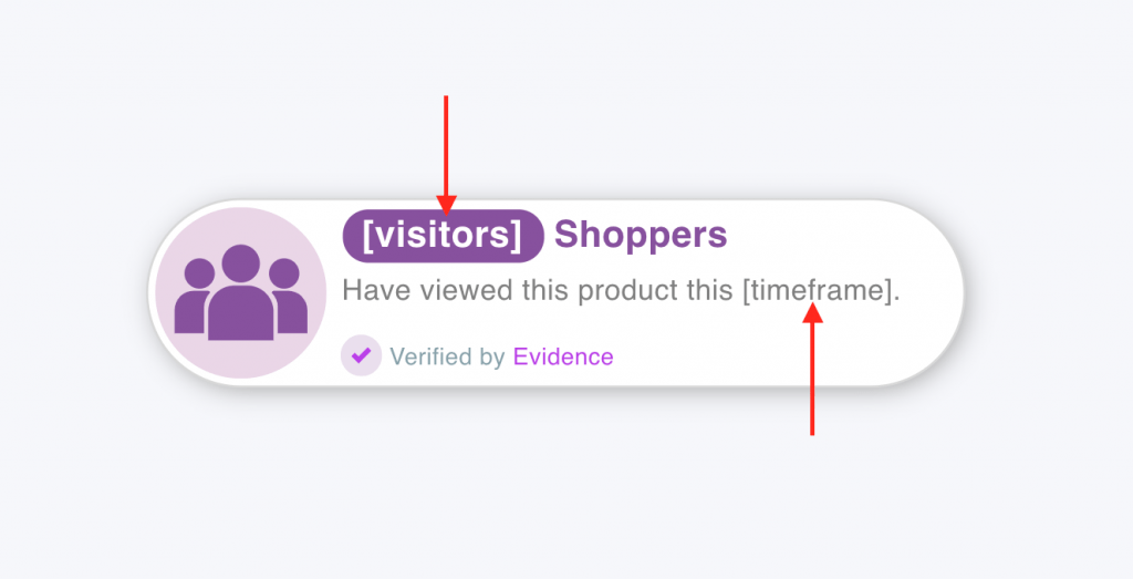 On the default notification itself, you can see our merge field for "[visitors]" and "[timeframe]". 