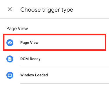 select page view as the trigger type