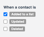 chechbox for contact added to a list