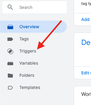 select triggers from the menu on the left