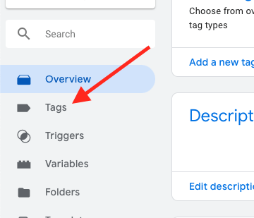 click tags from the menu on  the left