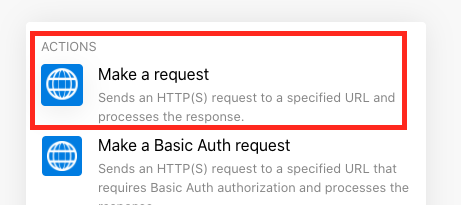 Select Make a Request at the top