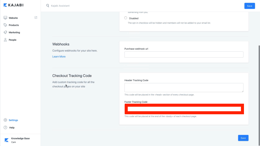 Kajabi Footer Tracking Code
