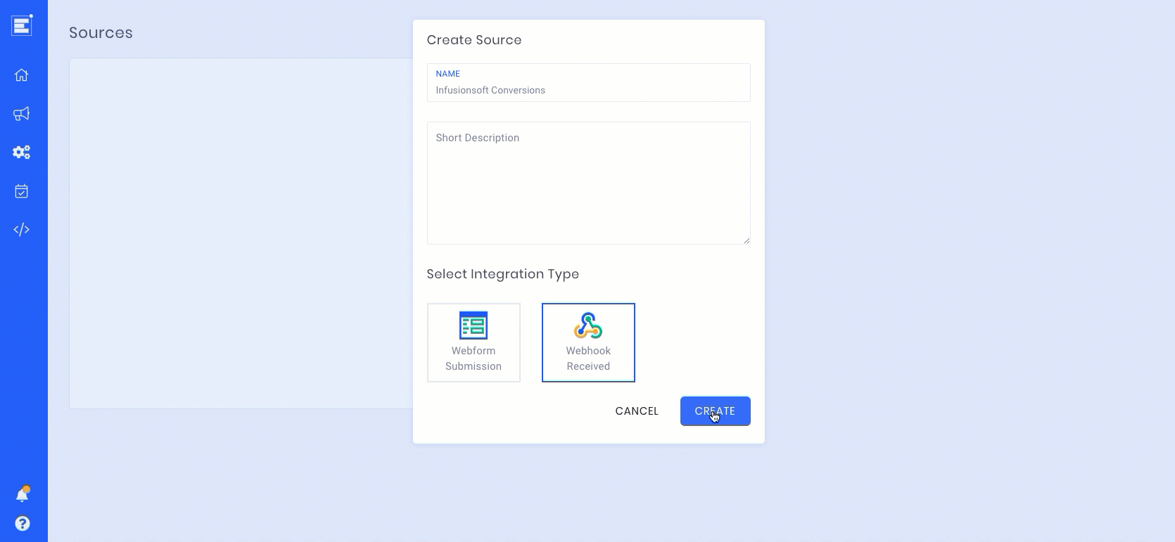 Connect a data source using a webhook.