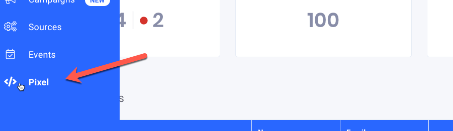Install your Evidence pixel by navigating to the Pixel section in the main menu. 