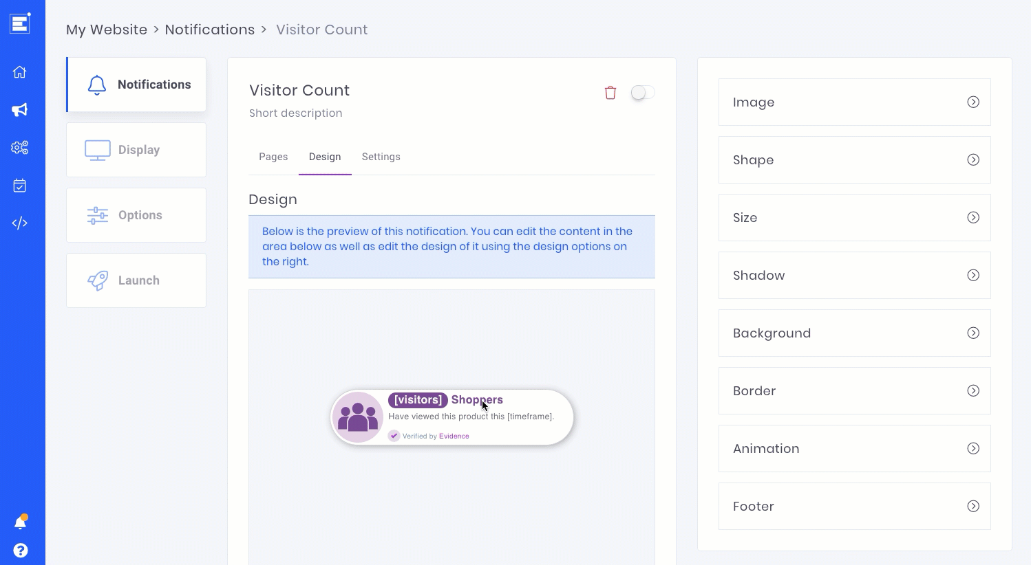 Customize your visitor count social proof notification. 